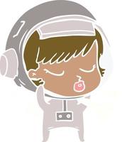 dessin animé style couleur plat jolie fille astronaute décollant casque spatial vecteur