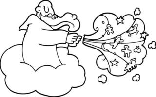 dessin au trait dessin animé dieu sur le nuage vecteur