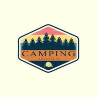 logo pour camping aventure, camping cadeau, camping et emblème d'aventure en plein air vecteur