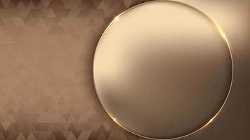modèle de bannière web cadre de cercle doré de style luxe avec effet d'éclairage sur fond de motif de triangles bruns vecteur