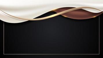 abstrait luxe doré lisse tissu dégradé décoration or ligne formes d'onde sur fond noir vecteur