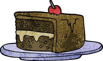 dessin animé doodle tranche de gâteau vecteur