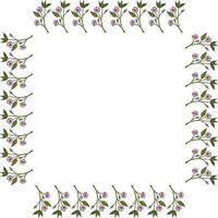 cadre carré avec branches de sakura. style de griffonnage. image vectorielle. vecteur