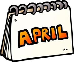 calendrier de doodle de dessin animé montrant le mois d'avril vecteur