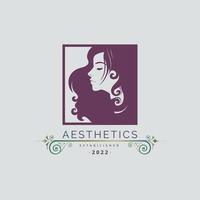 conception de modèle de logo de visage de femme beauté esthétique pour marque ou entreprise et autre vecteur