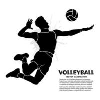 joueur de volley-ball masculin saute pour frapper la balle. vecteur silhouette