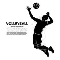 silhouette noire d'un joueur professionnel de volley-ball masculin vecteur
