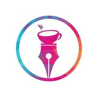 vecteur de concept de conception de logo stylo et café. modèle d'icône de logo café et stylo.