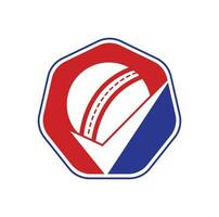 vérifiez la conception du logo vectoriel de cricket. balle de cricket et logo d'icône de tique.