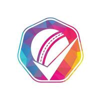 vérifiez la conception du logo vectoriel de cricket. balle de cricket et logo d'icône de tique.