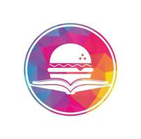 vecteur de conception de logo de livre de hamburger. livres et burger café logo vecteur isolé