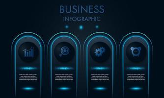 infographie affaires avec néon bleu et icônes vecteur