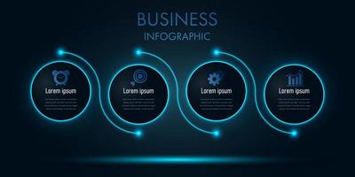 modèle infographique de cercle d'affaires néon bleu vecteur