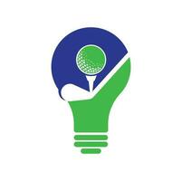 modèle vectoriel de conception de logo de concept de forme d'ampoule de golf de bâton. conceptions de logo de golf. modèle de conception de logo de silhouette de sport de golf