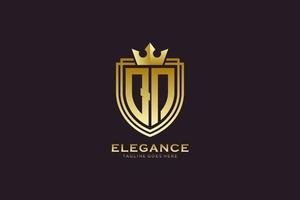 logo monogramme de luxe élégant initial qn ou modèle de badge avec volutes et couronne royale - parfait pour les projets de marque de luxe vecteur