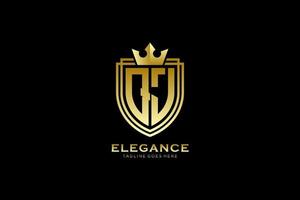 logo monogramme de luxe élégant initial qj ou modèle de badge avec volutes et couronne royale - parfait pour les projets de marque de luxe vecteur