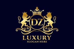 modèle de logo de luxe royal lion lettre initiale dz dans l'art vectoriel pour les projets de marque luxueux et autres illustrations vectorielles.