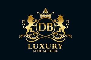 modèle de logo de luxe royal de lion de lettre initiale db dans l'art vectoriel pour des projets de marque luxueux et d'autres illustrations vectorielles.