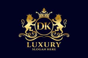 modèle initial de logo de luxe royal de lion de lettre dk dans l'art vectoriel pour des projets de marque luxueux et d'autres illustrations vectorielles.