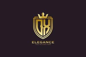 logo monogramme de luxe élégant initial qx ou modèle de badge avec volutes et couronne royale - parfait pour les projets de marque de luxe vecteur