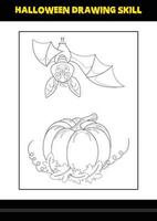 compétence de dessin d'halloween pour les enfants. coloriage de compétences de dessin d'halloween pour les enfants. vecteur