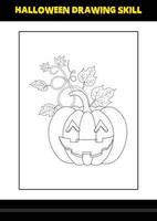 compétence de dessin d'halloween pour les enfants. coloriage de compétences de dessin d'halloween pour les enfants. vecteur