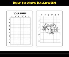 comment dessiner halloween pour les enfants. coloriage de compétences de dessin d'halloween pour les enfants. vecteur