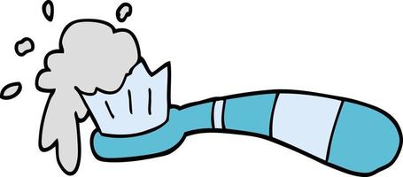 dessin animé doodle brosse à dents et dentifrice vecteur