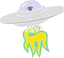 illustration en couleur plate d'une soucoupe volante extraterrestre de dessin animé vecteur