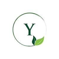 lettre y feuille logo écologique rond vecteur