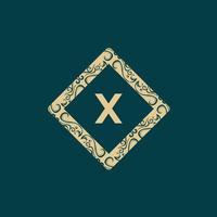 lettre x cadre logo monogramme ornement de luxe vecteur