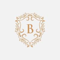 lettre b ornement bouclier monogramme logo vecteur