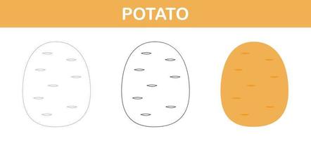 feuille de travail de traçage et de coloriage de pommes de terre pour les enfants vecteur