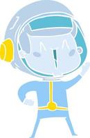heureux astronaute de dessin animé de style plat couleur vecteur