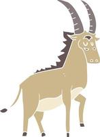 illustration en couleur plate d'une antilope de dessin animé vecteur
