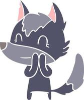 loup de dessin animé de style plat couleur amical vecteur