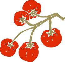 dessin animé doodle tomates sur la vigne vecteur