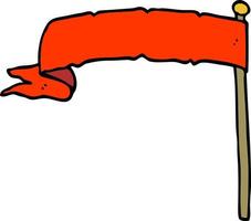 dessin animé doodle agitant le drapeau vecteur