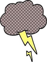 dessin animé doodle nuage d'orage avec éclair vecteur