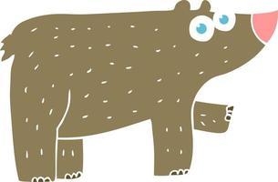 illustration en couleur plate d'un ours de dessin animé vecteur