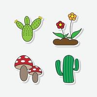 quatre types de plantes telles que cactus, fleurs, champignons vecteur