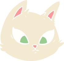 visage de chat de dessin animé de style couleur plat vecteur