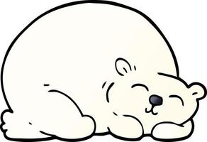 dessin animé doodle heureux ours polaire endormi vecteur