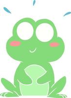 grenouille de dessin animé mignon style couleur plat vecteur