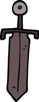 dessin animé doodle vieille épée vecteur