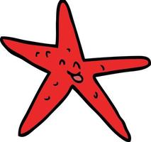 dessin animé, griffonnage, heureux, étoile poisson vecteur