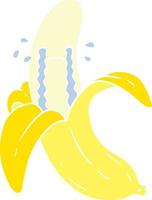 banane qui pleure de dessin animé de style couleur plat vecteur