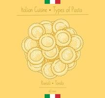 pâtes raviolis circulaires de cuisine italienne vecteur