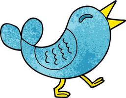 dessin animé doodle oiseau bleu vecteur