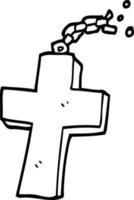 dessin au trait dessin animé crucifix sur chaîne vecteur